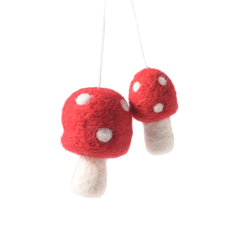 Red Mushroom Ornament (set of 2)