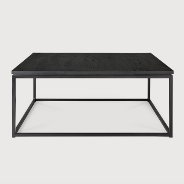 Oak Thin Black Coffee Table