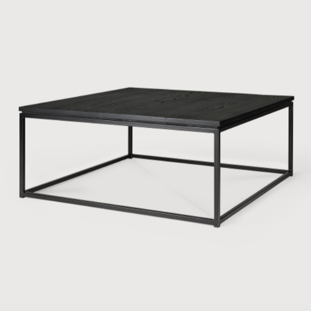 Oak Thin Black Coffee Table