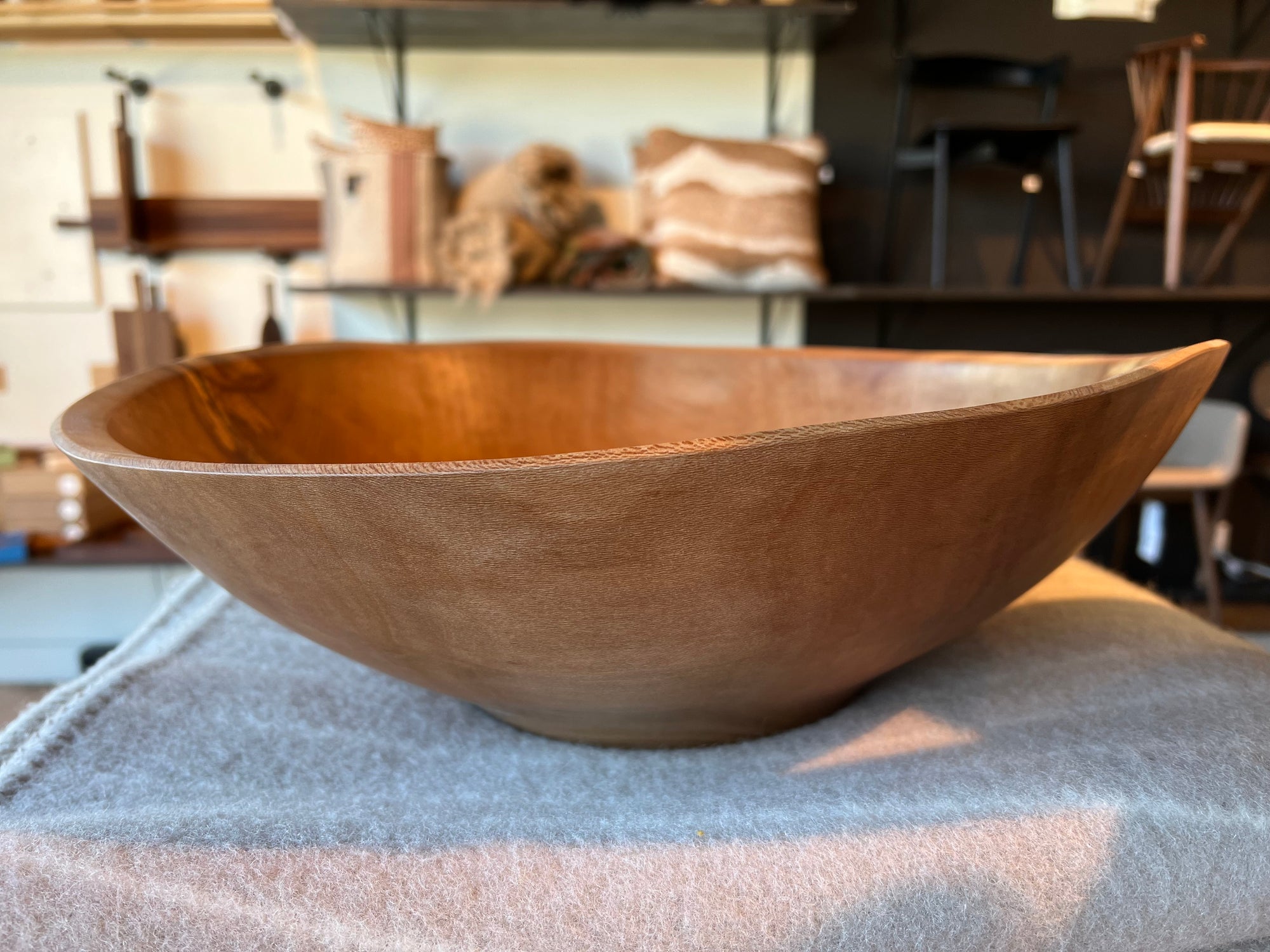 Hand-turned Sycamore Salad Bowl - 15"-16"