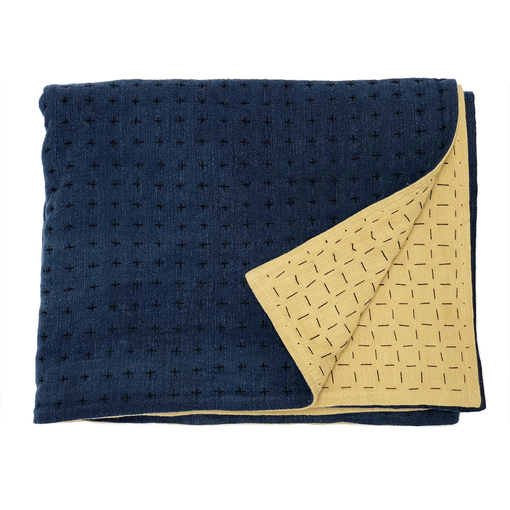 Blue and mustard 2025 throw