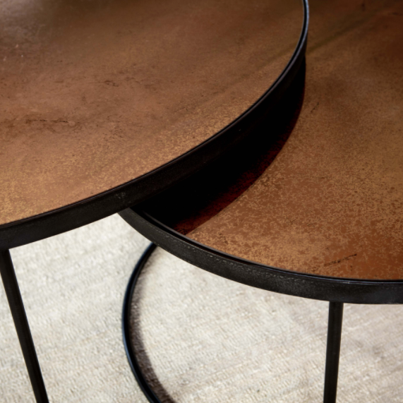 Bronze Copper Nesting coffee table set