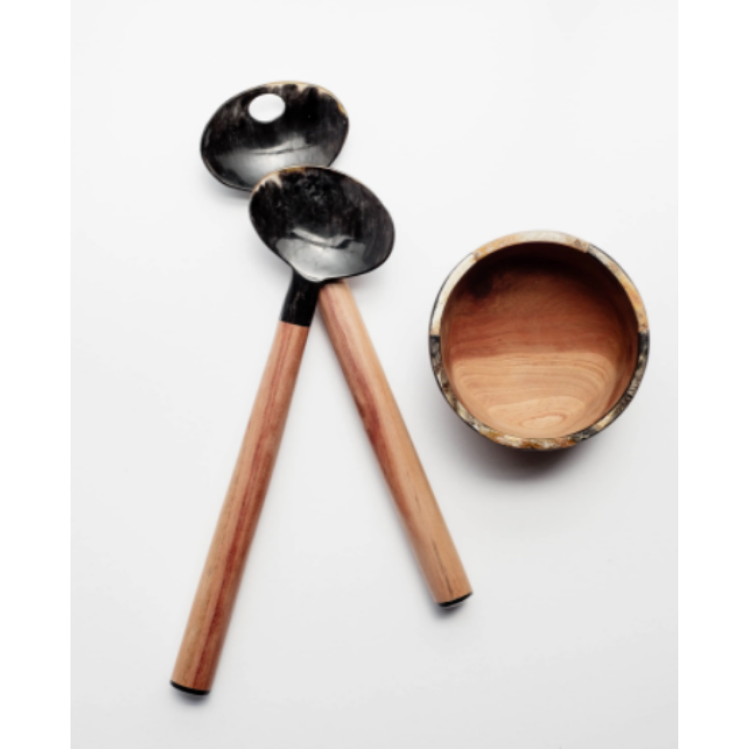 Horn and Wood Salad Server